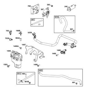 Fuel Supply Group Diagram and Parts List for 49X977-0015-J1  Briggs and Stratton Engine
